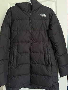 The North Face Women's Black Long Puffer Coat with Hood